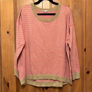 GAP Women’s Pink & Tan Striped High-Low Lightweight Sweater Size L
